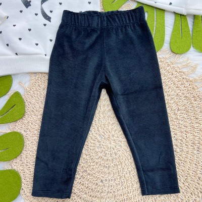 Conj. Casaco de Moletom Laço com Corações e Calça Legging - Off White e Preto